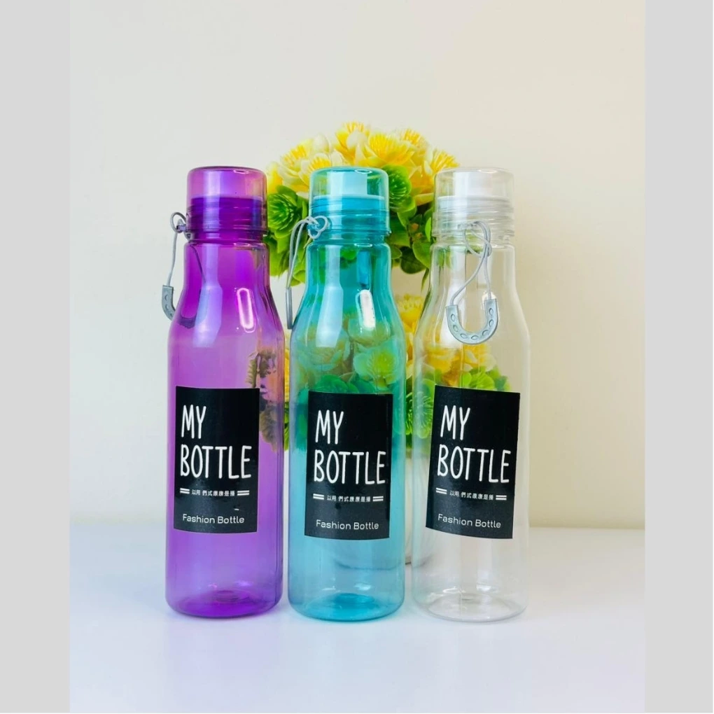 Classic Slim Plastic Transparent Water Bottle 500ml water cup BPA Free, Leak-Proof, Reusable with Easy Lock Random Color Water Bottle 1pic