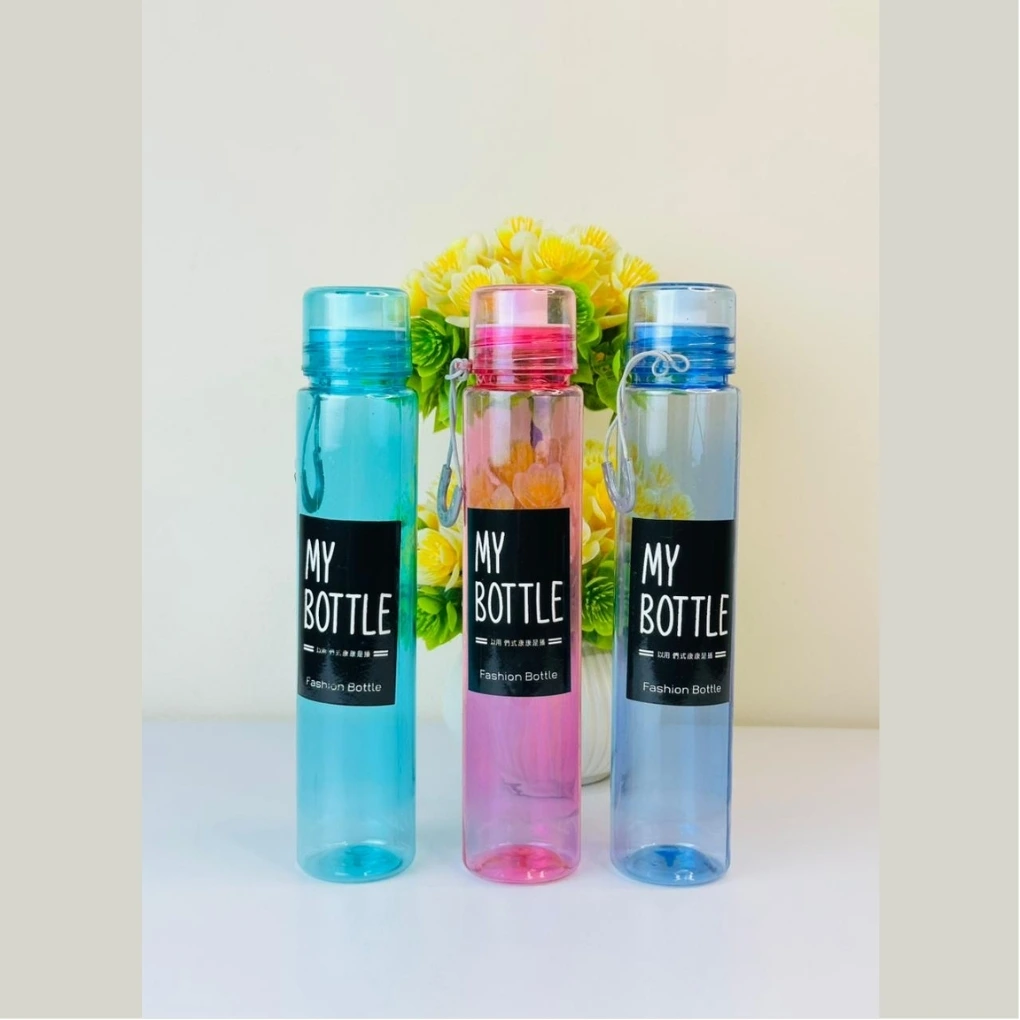 Slim Plastic Transparent Water Bottle 500ml water cup BPA Free, Leak-Proof, Reusable with Easy Lock Random Color Water Bottle 1pic